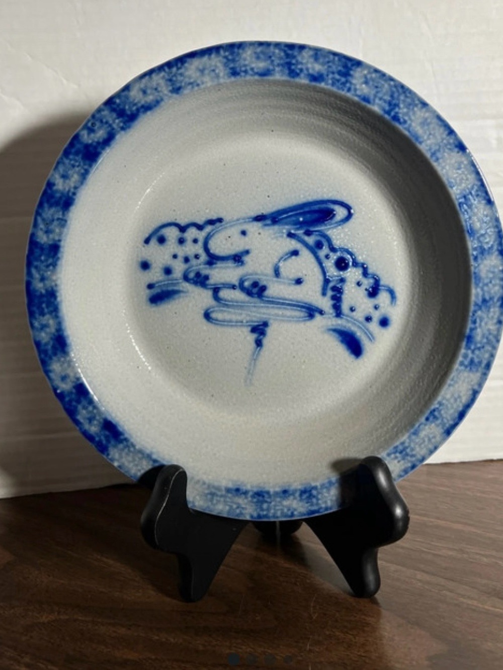 Eldreth Pottery Decorative Ceramic Plate salt glazed with Rabbit Motif